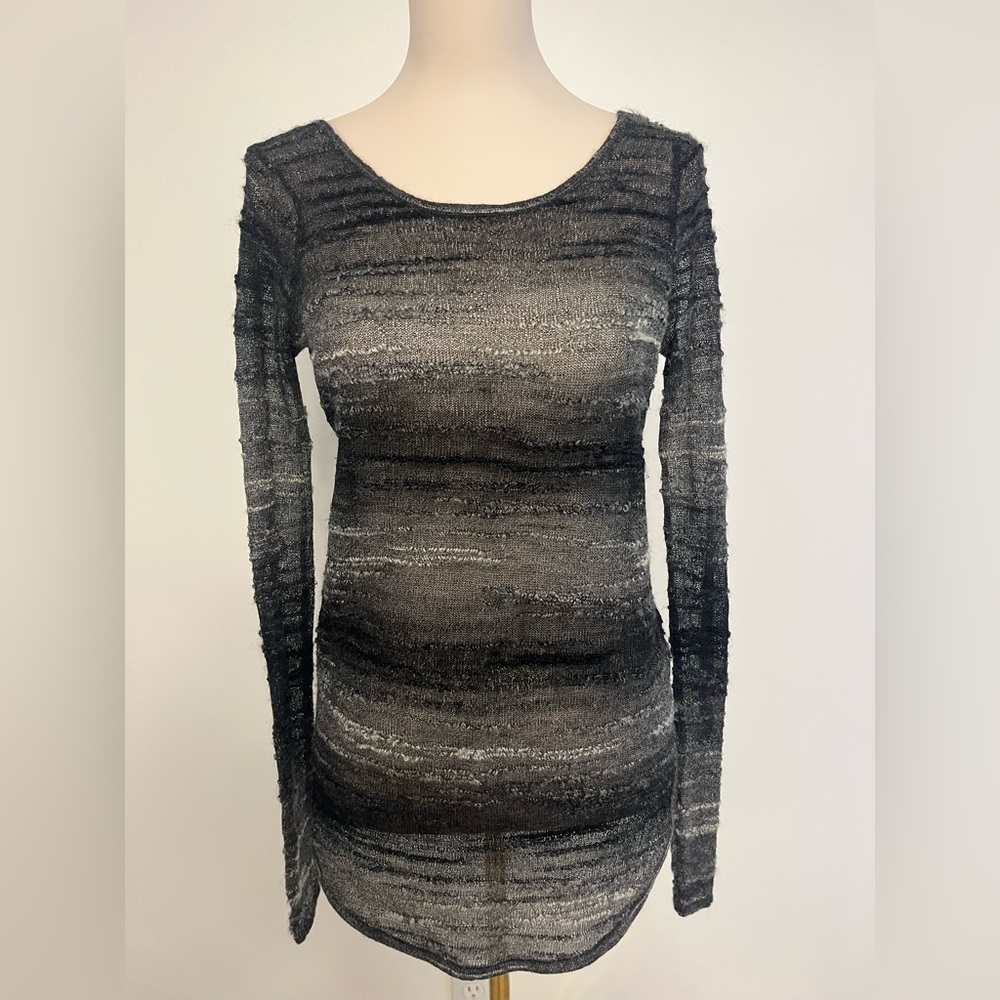 Helmet Lang Grey & Black Mohair Blend Semi Sheer Sweater